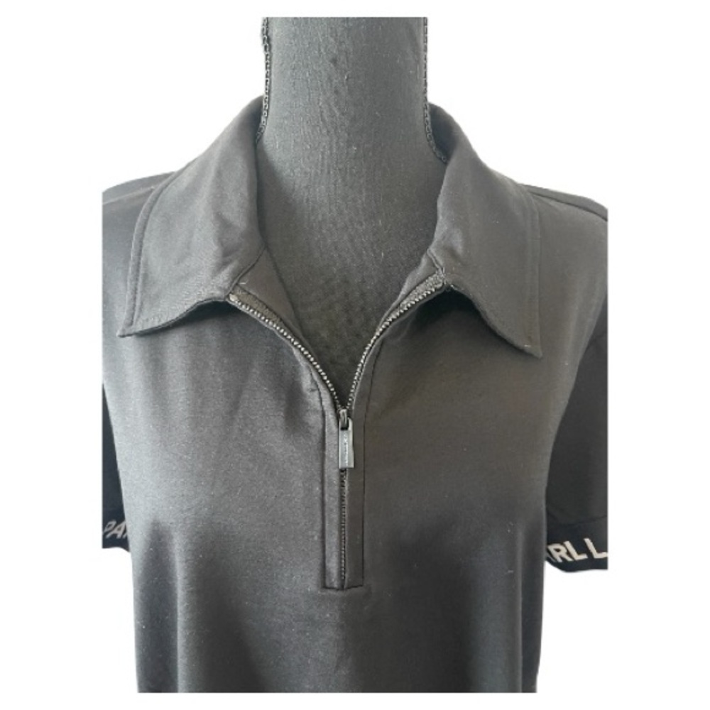 Karl Lagerfeld Paris Black Half Zip Logo Trim Top l Size L l Poshmark - Picture 5 of 8